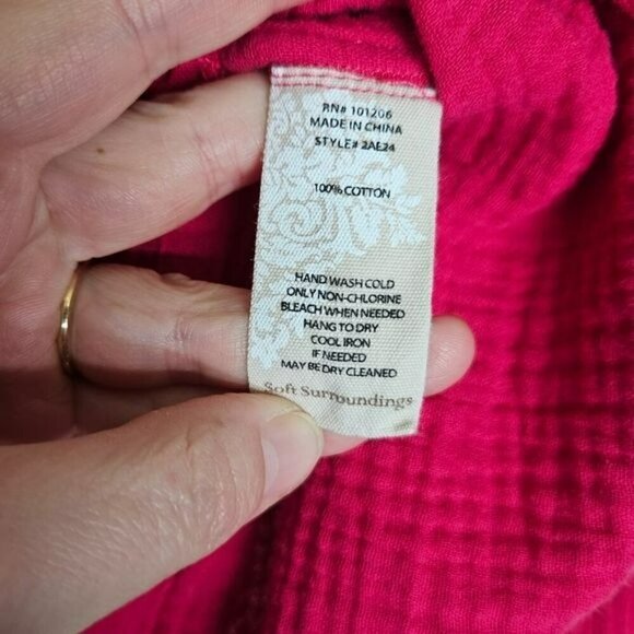 Soft Surroundings Womens Pink‎ Long Sleeve Buttoned Tunic Top S 100% Cotton - Picture 4 of 15